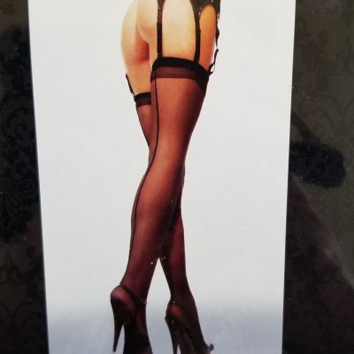 Leg Avenue Sheer Backseam Stockings Black One Size Style 1000 Sexy NEW